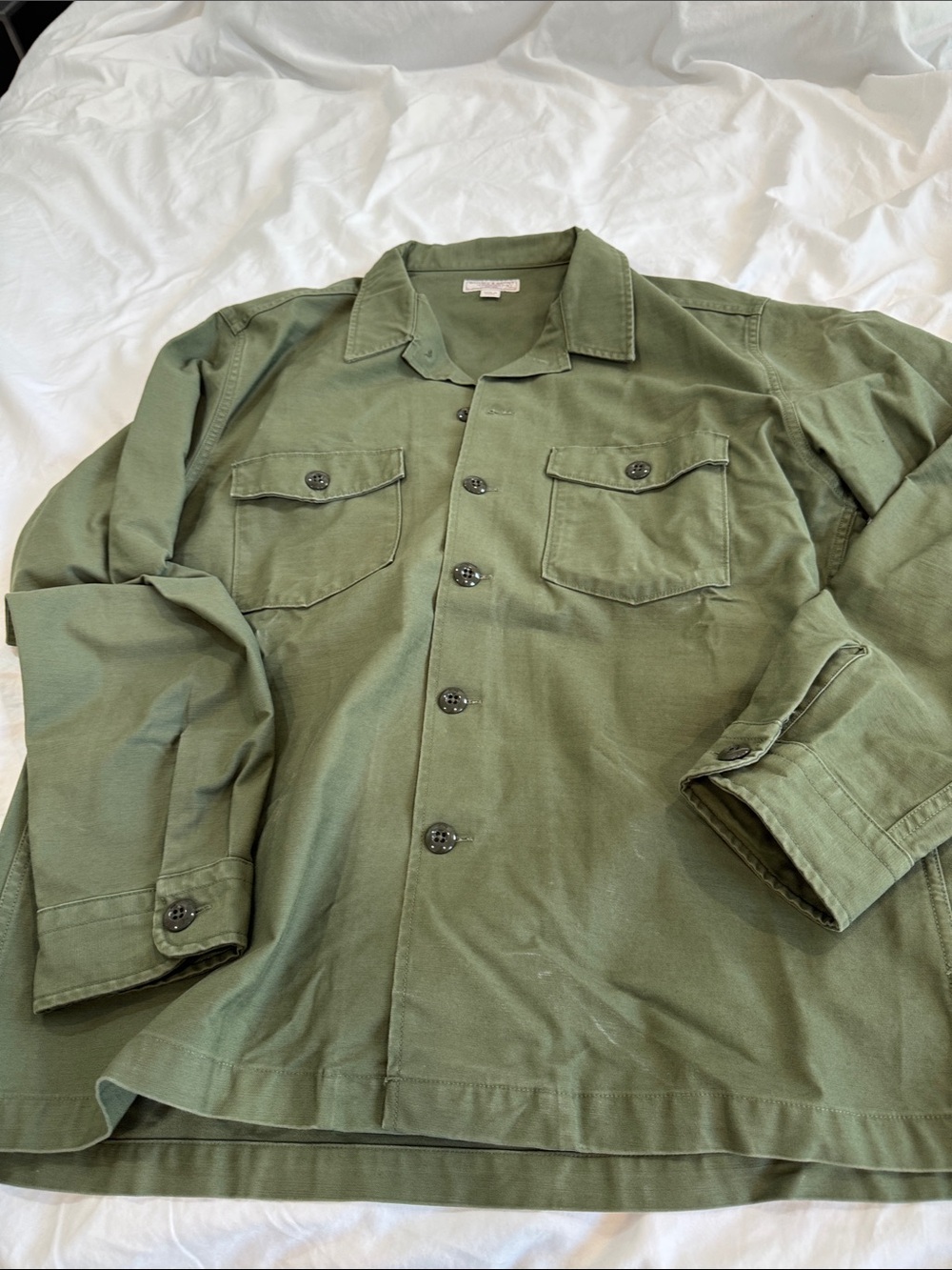 Wallace & Barnes Men's Olive Green Military lightweightButton-Front Utility Jack
